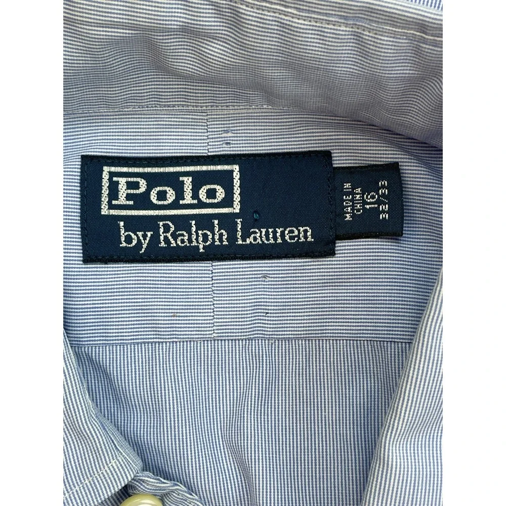 Polo Ralph Lauren Shirt Mens 16.5 - 32/33 Striped 100% Cotton Button Up